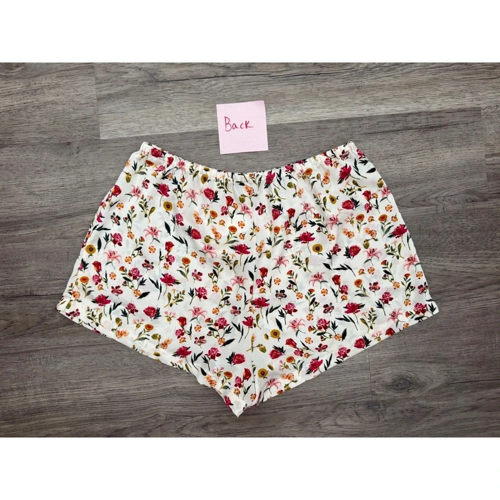 J. Crew Re-Imagined Floral Pajama‎ Satin Shorts Cream Small